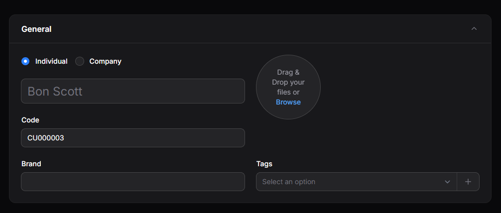 customer form